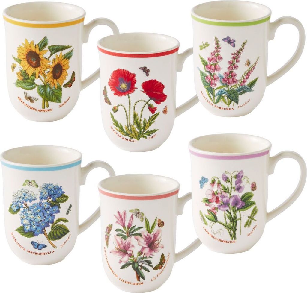 Portmeirion Keramik Tassen 6er Set Botanic Garden Meadow Wiesenblumen