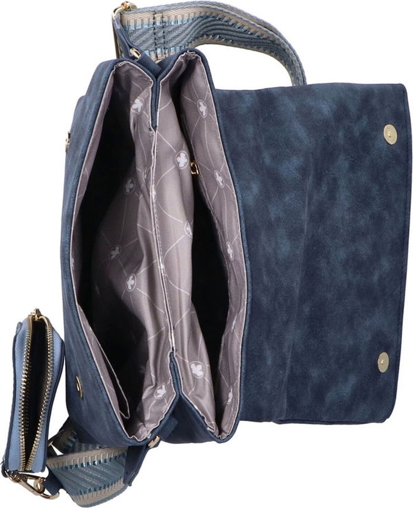 Rieker Damen Umhängetasche mit breitem Gitarrengurt und kleiner Tasche H1612, Farbe:Blau