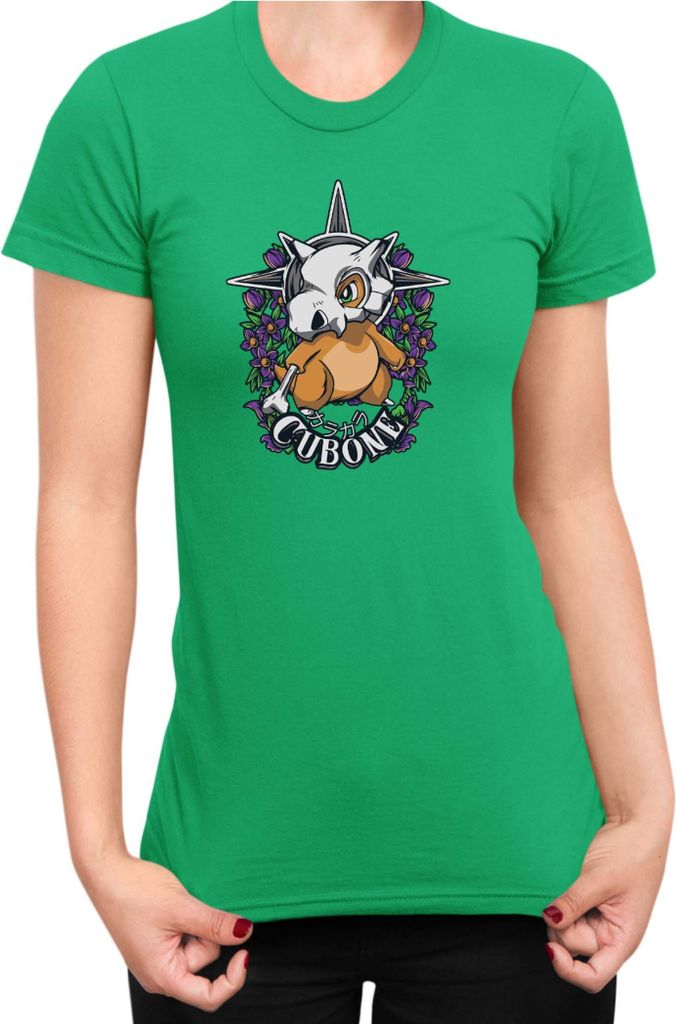 Damen T-Shirt Japan Anime Manga Pokemon Cubone, Lady XL / Grün