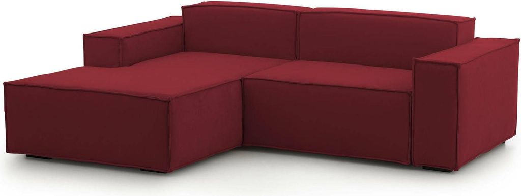 Festes Sofa Dkivil, Modulares 2-Sitzer-Sofa mit linker Halbinsel, 100% Italy, Modernes Sofa aus Stoff, Cm 220x170h70, Rot