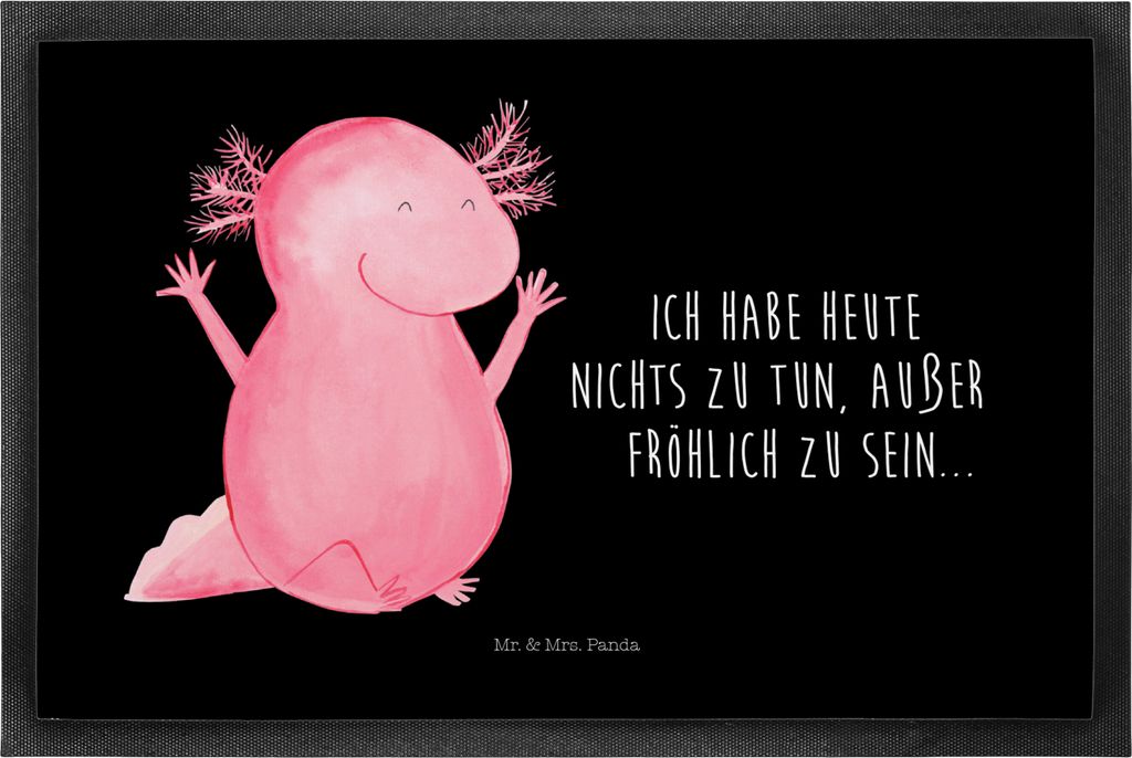 Mr. & Mrs. Panda Schmutzmatte Axolotl Hurra 50 x 75 cm - Schwarz - Geschenk, Freude, Schmutzfangmatte, Fußabstreifer, fußmatte, Fussmatte, Eingan...