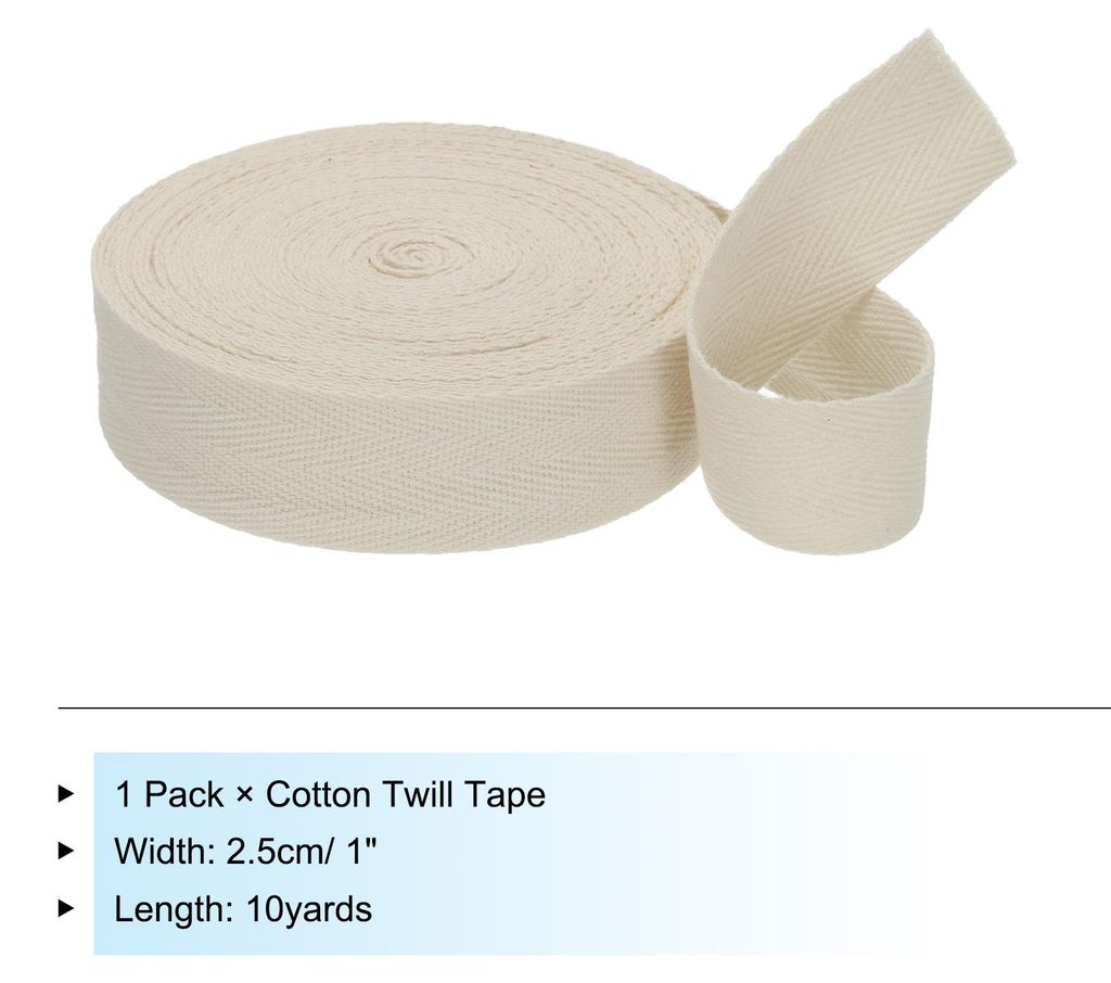 1"/2,5 cm Baumwollk?perband Baumwoll-Twillband 10 Yards Baumwollband Schr?gband Herringbone-Gurtband fš¹r N?hen Geschenkverpackungshandwerk DIY B...
