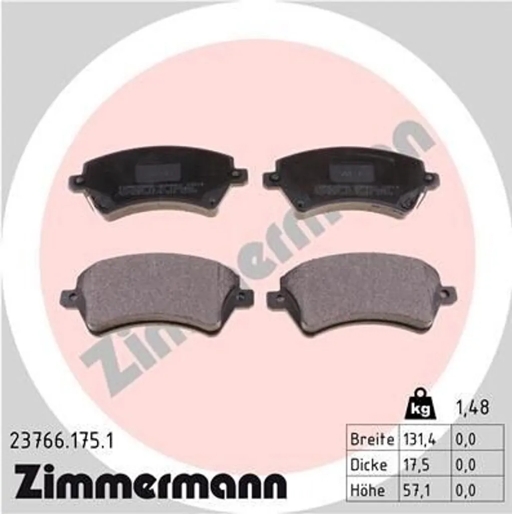ZIMMERMANN 23766.175.1 Plaquettes de frein pour Corolla E12 d'origine