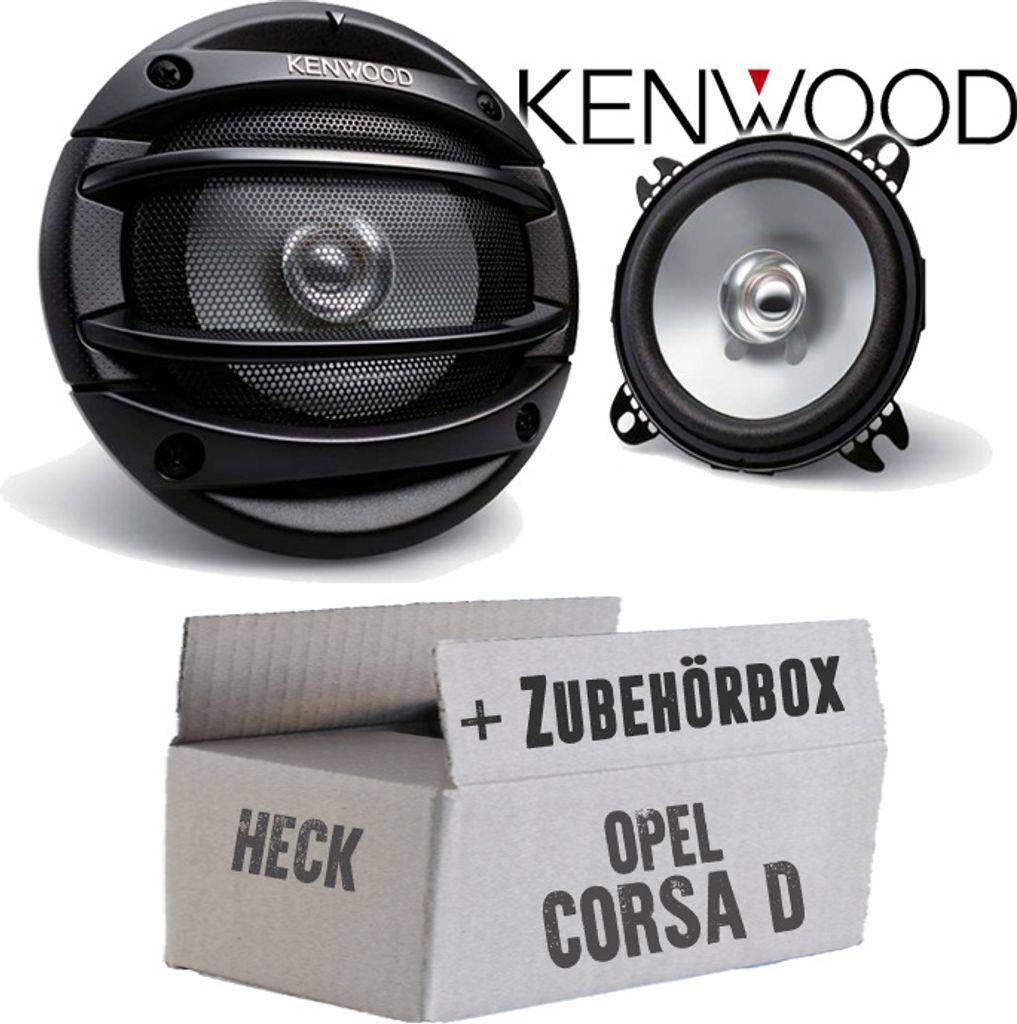 Opel Corsa D Heck - Kenwood KFC-E1054 - 10cm Lautsprecher Boxen Paar 110Watt 100mm - Einbauset