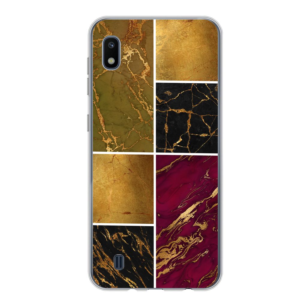 MuchoWow Handyhülle Schutzhülle Hülle für Samsung Galaxy A10 Marmor - Gold - Schwarz - Rosa Silikon Softcase Handy Hülle - Schutzhülle