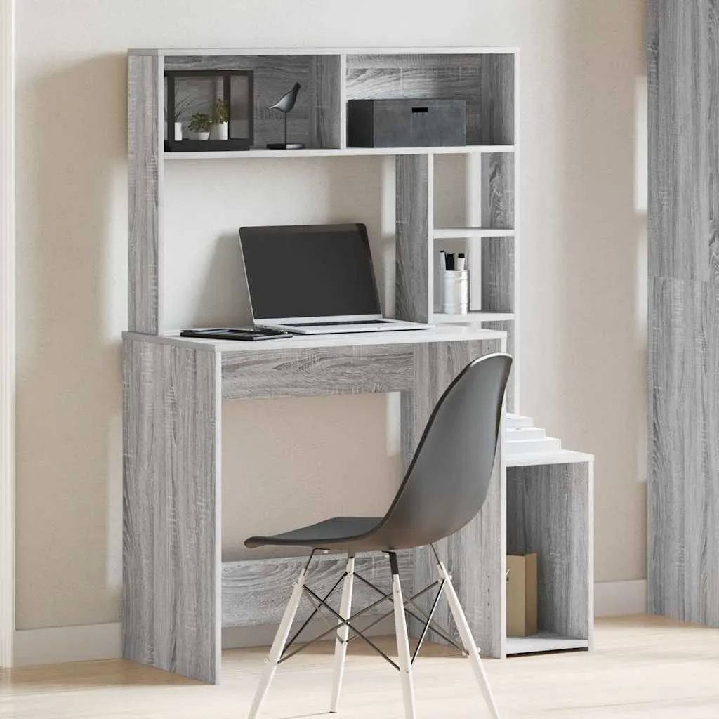 Scrivania Porta PC vidaXL 100cm Grigio Sonoma - Mobile Ufficio Casa - 3