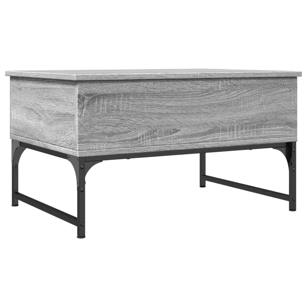 Tavolino Industriale 70x50x40 cm Grigio Sonoma in Legno e Metallo