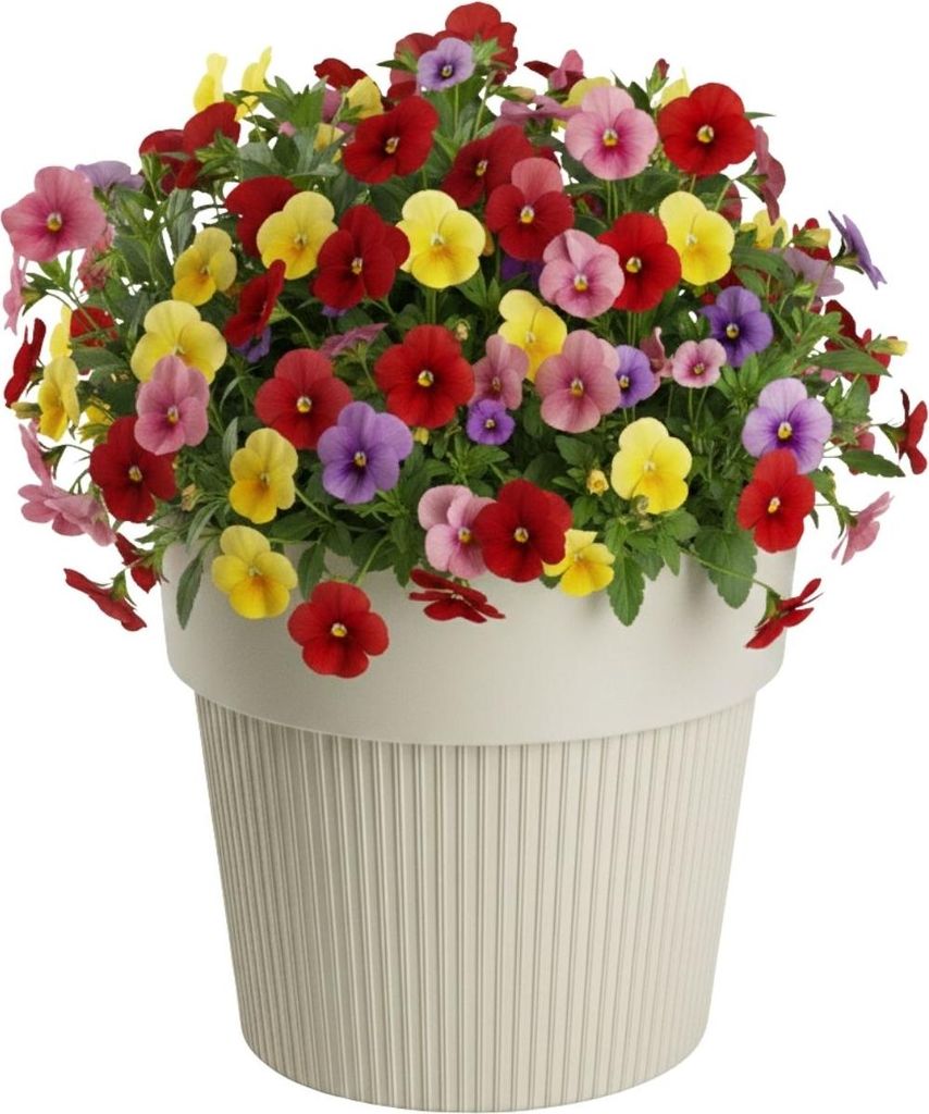 HowHomely | Blumentopf - Pflanzkübel - 17x20 cm - beige - aus Recyclingmaterial - Rillenstruktur - Pflegeleicht