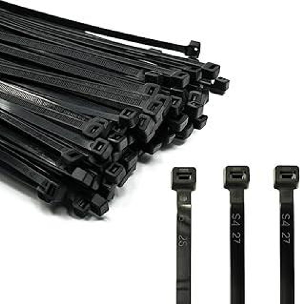 ERKO Kabelbinder Schwarz 200 x 4,8 mm Set 100 Stück UV-beständig, Für Kabelmanagement, Gartenarbeit, Wohnen, Werkstätten