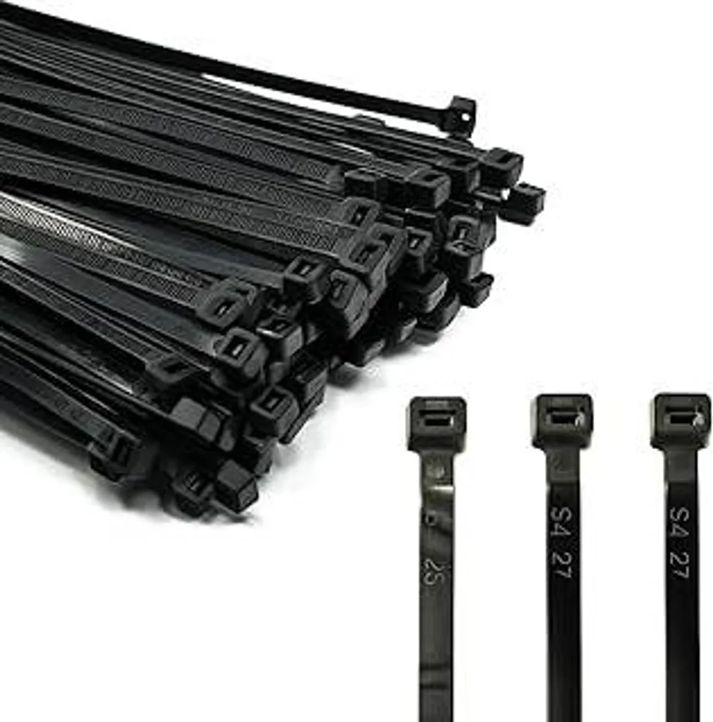 ERKO Fascette stringicavo nere 200 x 4,8 mm Set da 100 pezzi Resistenti ai raggi UV, per la gestione dei cavi, il giardinaggio, la casa, le officine