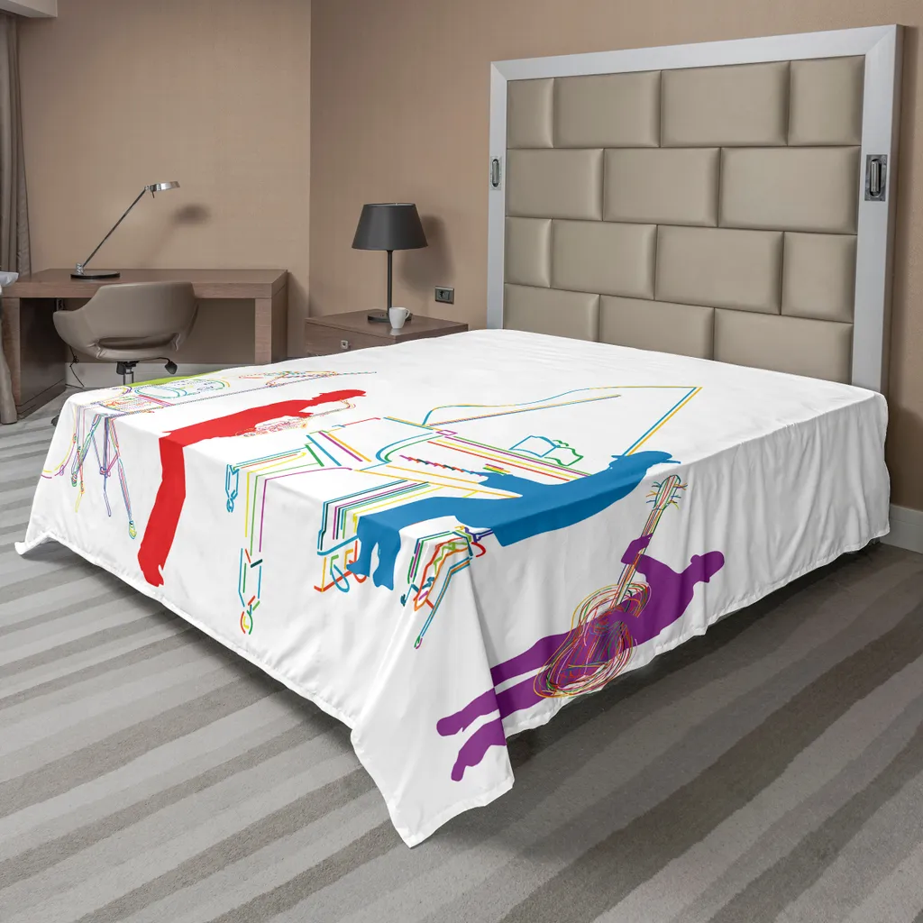 ABAKUHAUS Drap Plat Musique Jazz Illustration Rétro 260x228cm Multicolore