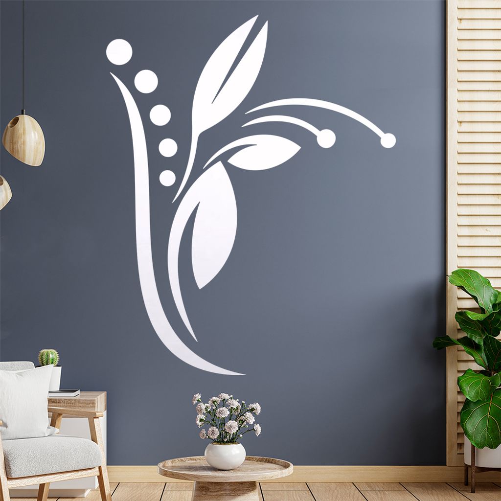 Blume - Linien Punkte Wandtattoo in 6 Größen - Wandaufkleber Wall Sticker - Dekoration, Küche, Wohnzimmer, Schlafzimmer, Badezimmer