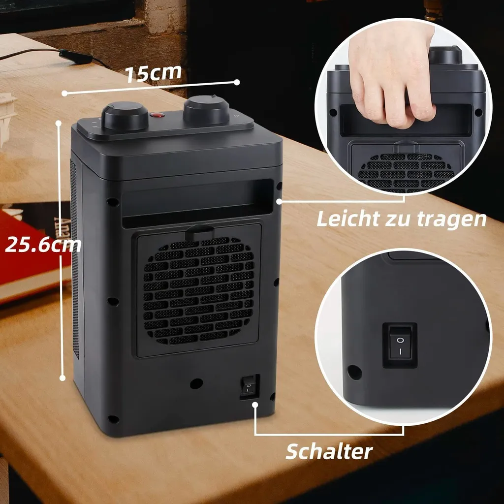 Chauffage d'Appoint Électrique Silencieux et Portable avec Oscillation - 7