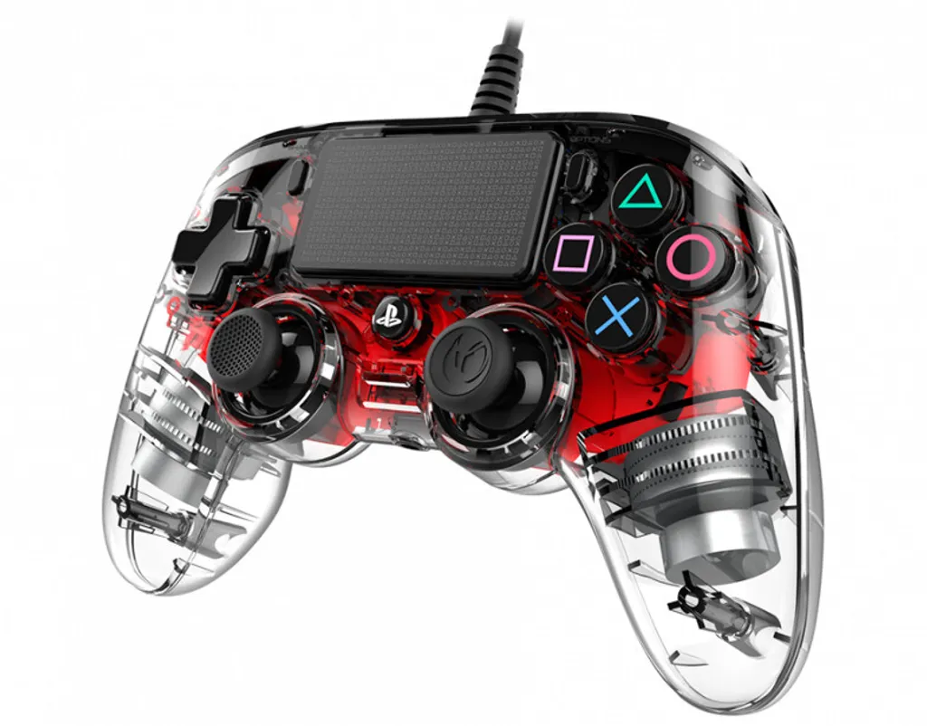 Manette Nacon PS4 Wired Compact Controller Light Edition Rouge Translucide