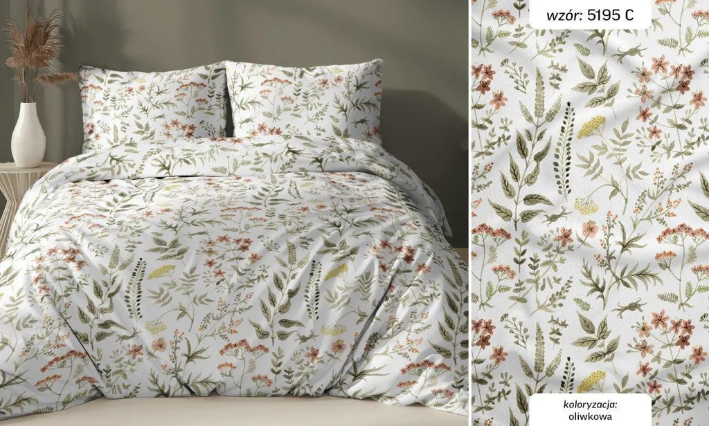 Parure de lit 140x200 cm en coton Meadow Olive avec fermeture zip