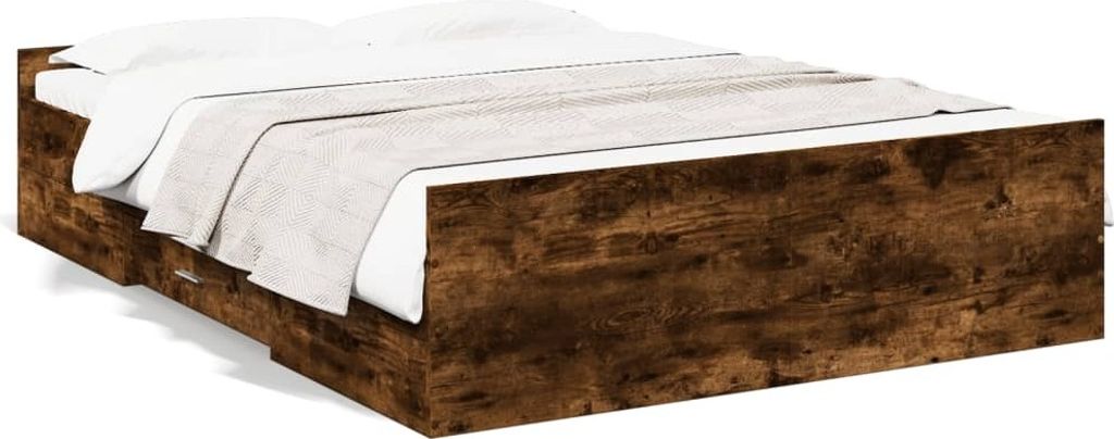 Möbel Bettgestell mit Schubladen Räuchereiche 140x190cm Holzwerkstoff - Klassische Betten 3280311