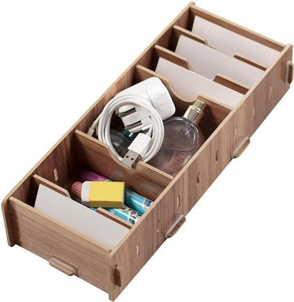 Rangement cartes de visite en bois pour bureau, système modulable 4 zones