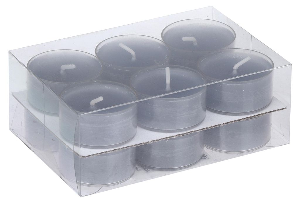 Teelichter in Kunststoffhülle Rauchblau 18/38mm, 12er-Pack Produktbild 