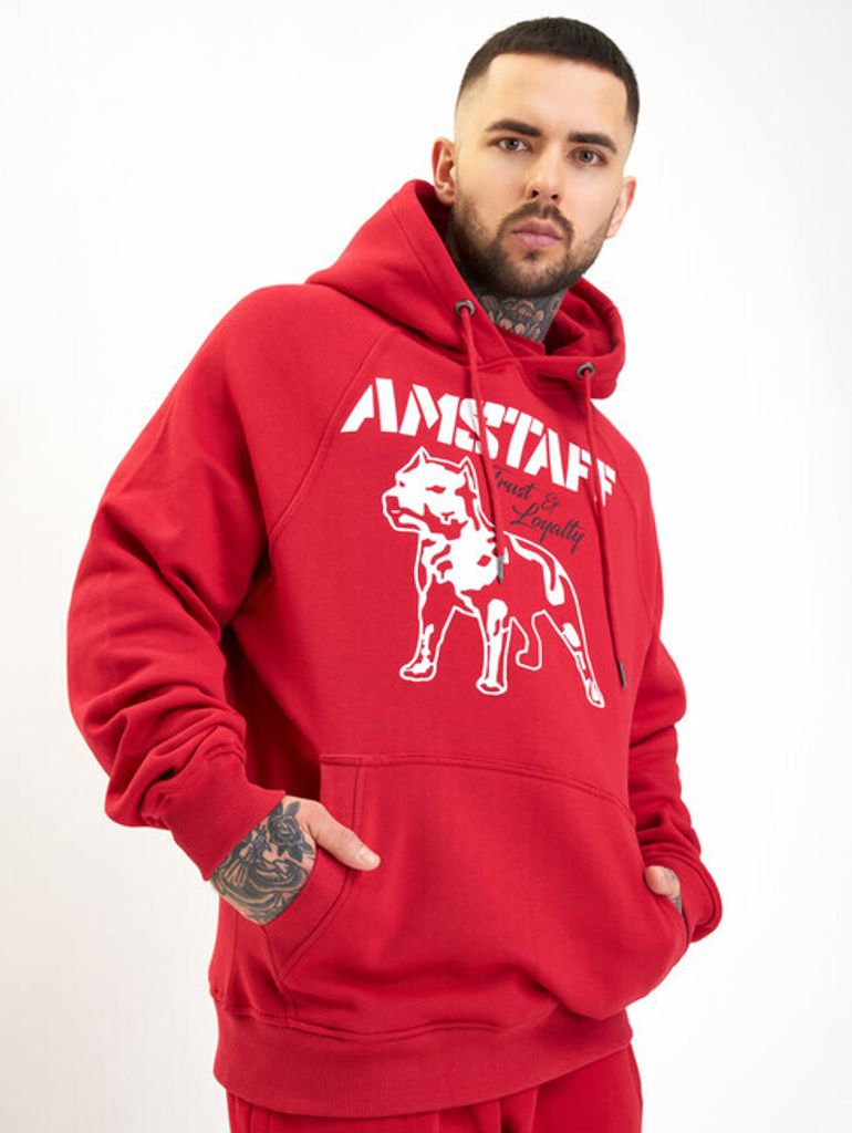 Amstaff Herren Kapuzenpullover Logo 2.0, Farbe:rot/weiß, Größe:3XL
