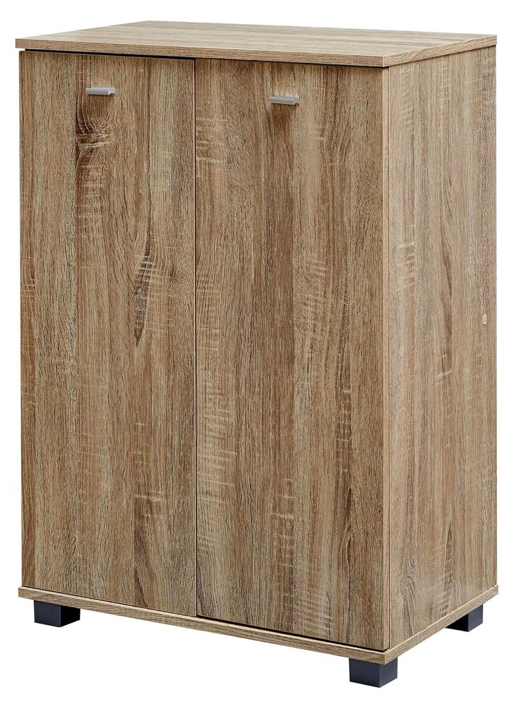 FineBuy Design Schuhschrank Sonoma Nimes modern Holz 12 Paar Schuhe 4 Fächer 2 Türen, Schuhregal 60 x 90 x 35 cm platzsparend, Schuhkommode Flurs...
