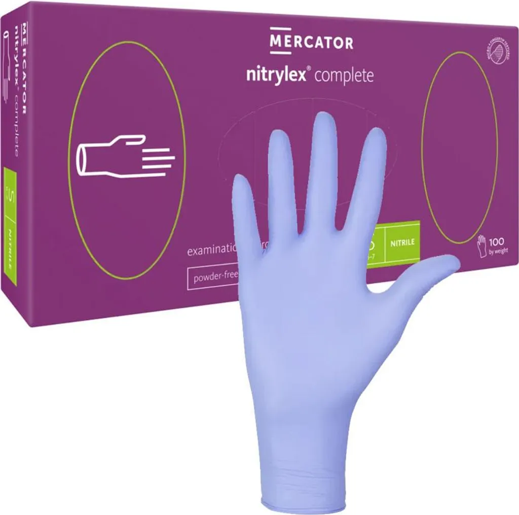 Guanti in Nitrile Viola S Mercator Nitrylex Complete - 100 Pezzi Professionali