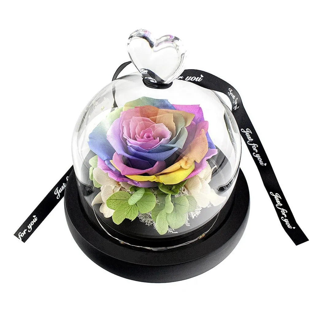 Rosa Eterna in Vetro Arcobaleno | Complemento d'Arredo Moderno Luxury