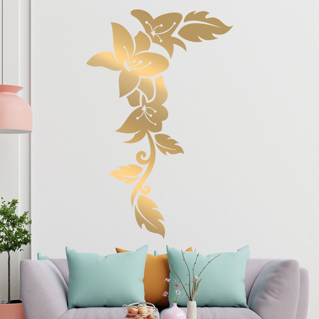 Blumen - Linien Wandtattoo in 6 Größen - Wandaufkleber Wall Sticker - Dekoration, Küche, Wohnzimmer, Schlafzimmer, Badezimmer