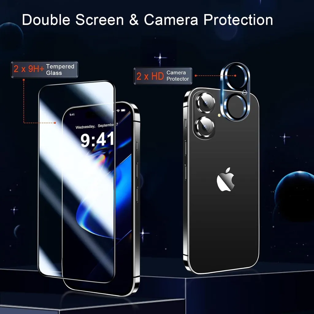 Pack Coque iPhone 16 Antichoc Transparente avec Verres Trempés Écran