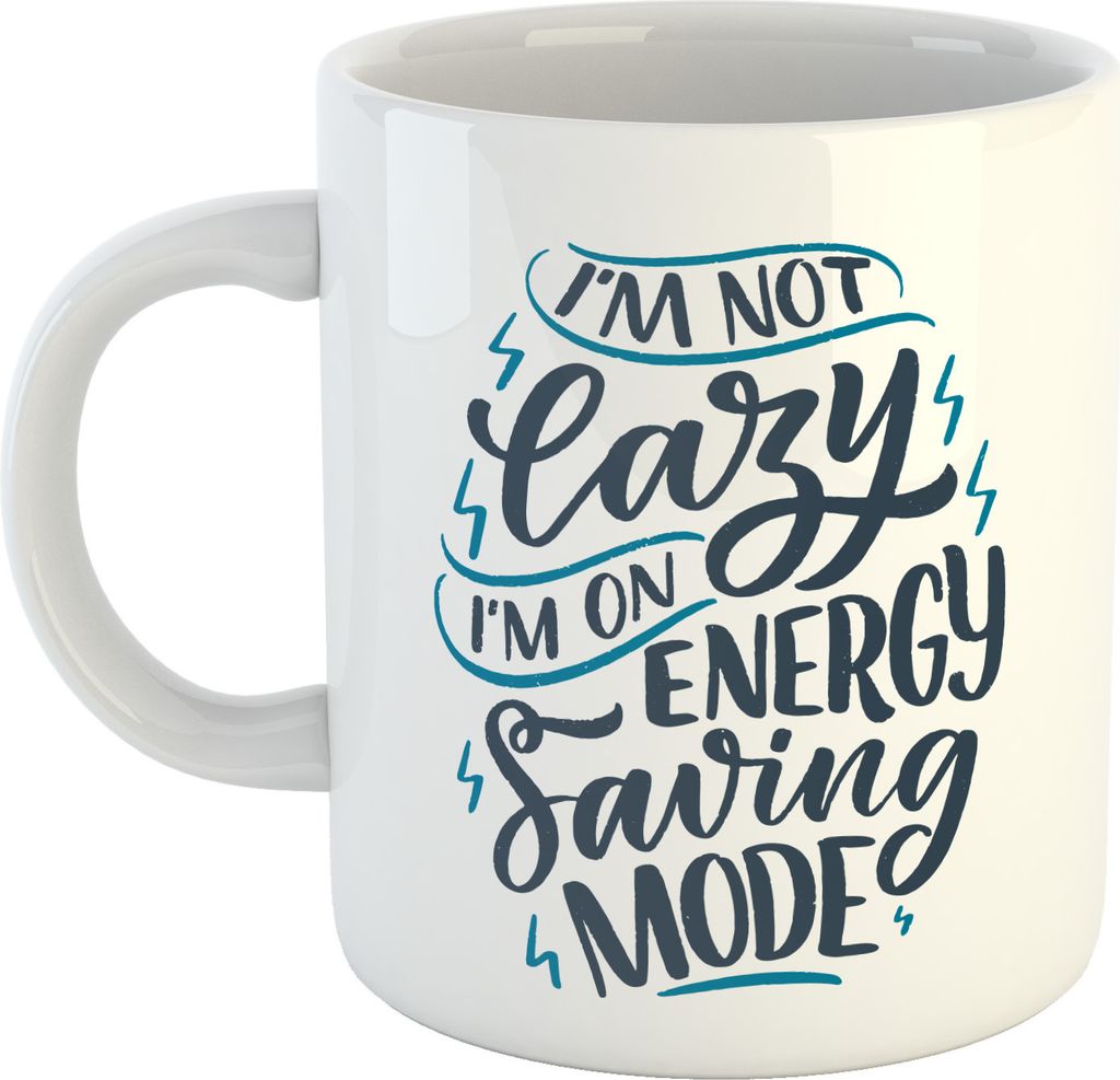 Huuraa Kaffeetasse Not Lazy On Energy Saving Mode Geschenk Tasse Weiß 330ml Not Lazy On Energy Saving Mode Präsent
