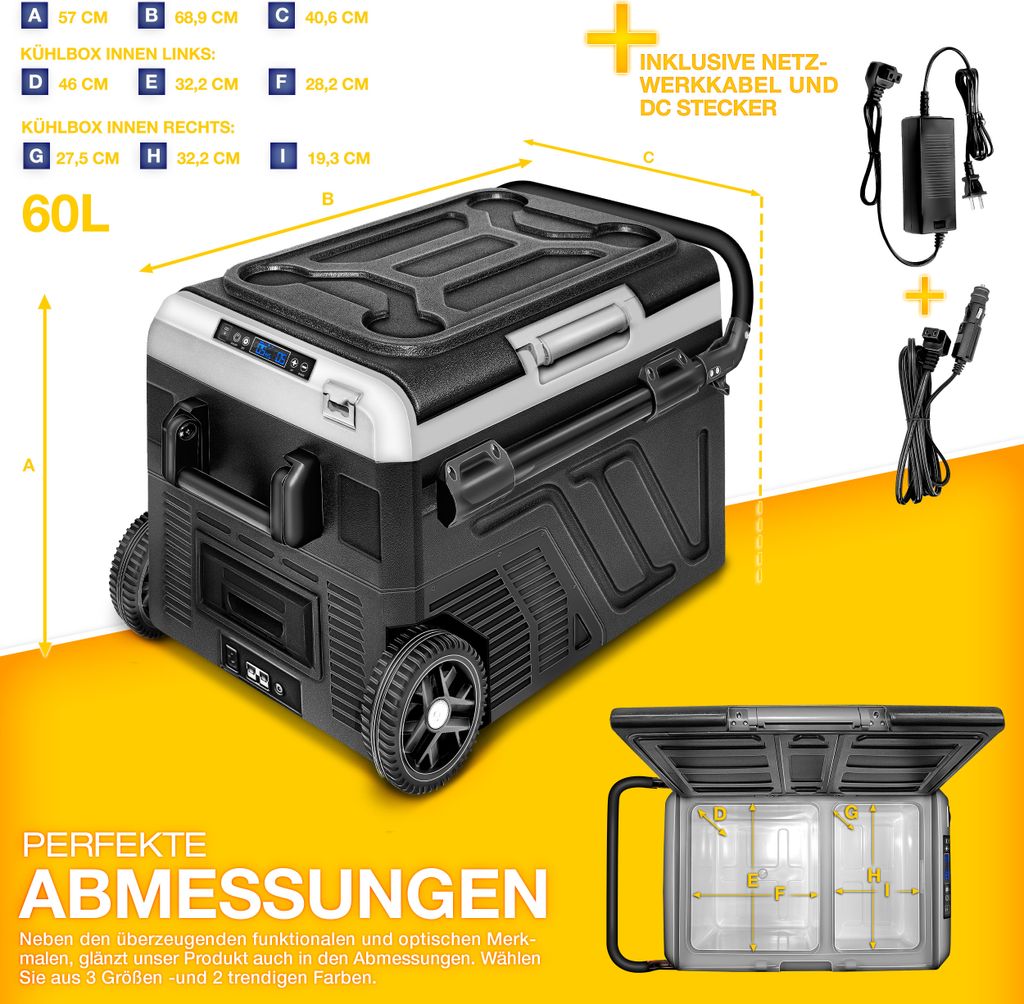 tillvex® Kompressor Kühlbox mit Akku elektrisch 60 Liter / Produktbild 2