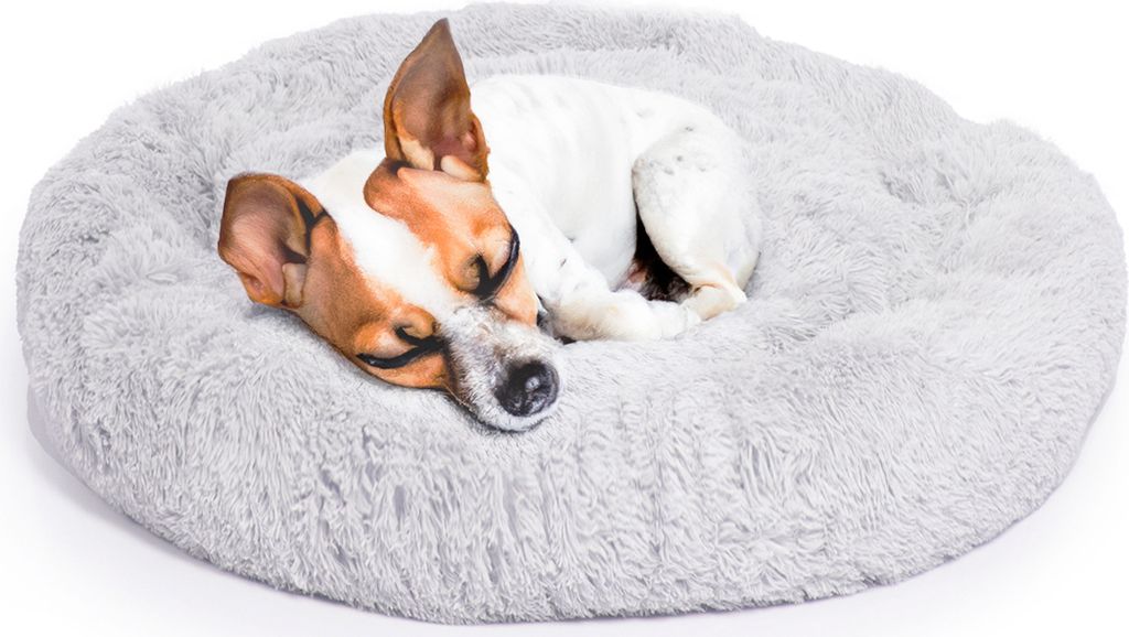 Hundebett Ceddie · flauschiges Hundekörbchen rund · hellgrau · ca. Ø 80 cm