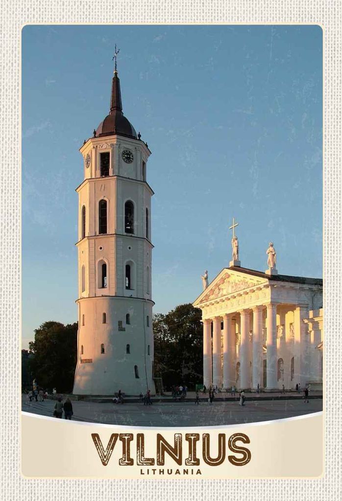 vianmo Holzschild 30x20 cm Vilnius Litauen Kirche Architektur Bildmotiv Reisemotiv Abenteuer Reisen
