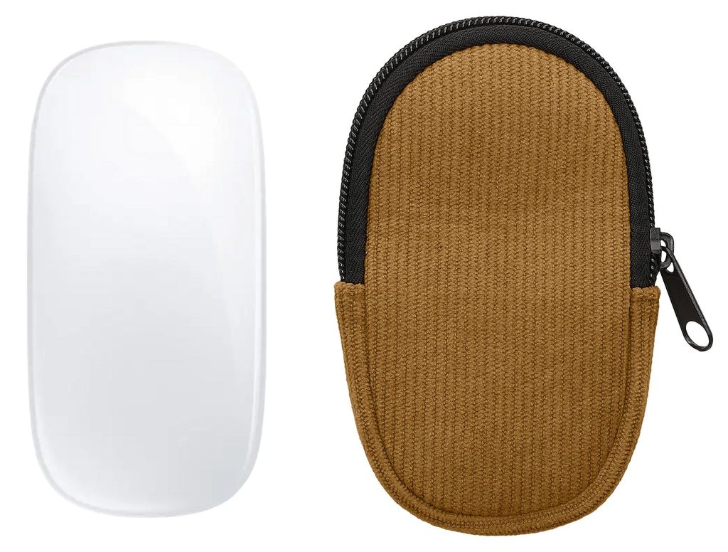 kwmobile Maus Tasche kompatibel mit Apple Magic Mouse 1 / 2 Hülle - Case für Bluetooth Maus aus robustem Cord und Neopren Stoff - Olivgrün