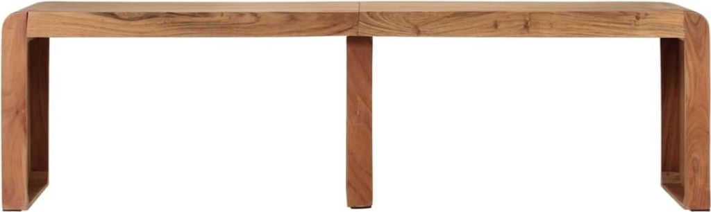 A wooden bench on a white background.