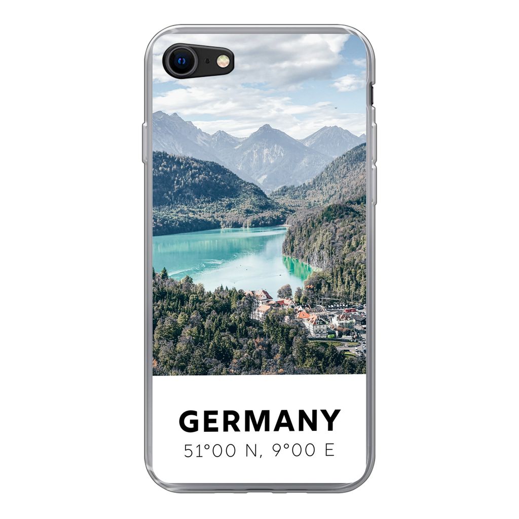 MuchoWow Handyhülle Schutzhülle Hülle für iPhone 7 Deutschland - Bergen - Meer Silikon Softcase Handy Hülle - Kartenhalter
