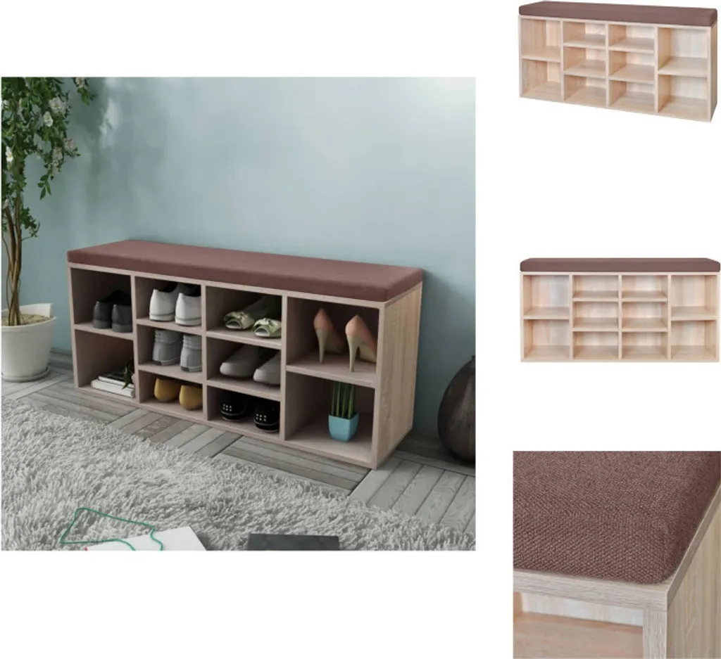 Armoire à chaussures basse et banc de couloir couleur chêne