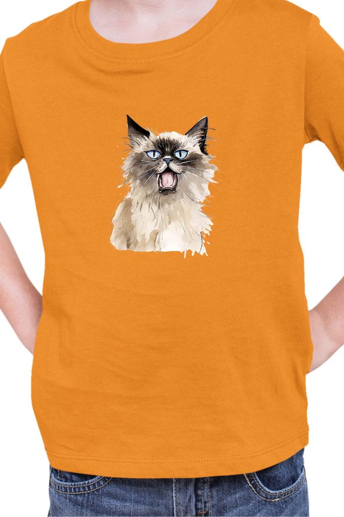 Kinder T-Shirt Funny Cats Breeds Birman Cat 013, 12-13 Jahr - 152 / Orange