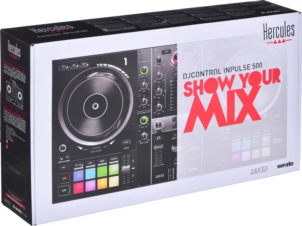 Contrôleur DJ Hercules Inpulse 500 avec Guide Beatmatch et Pieds Elevés