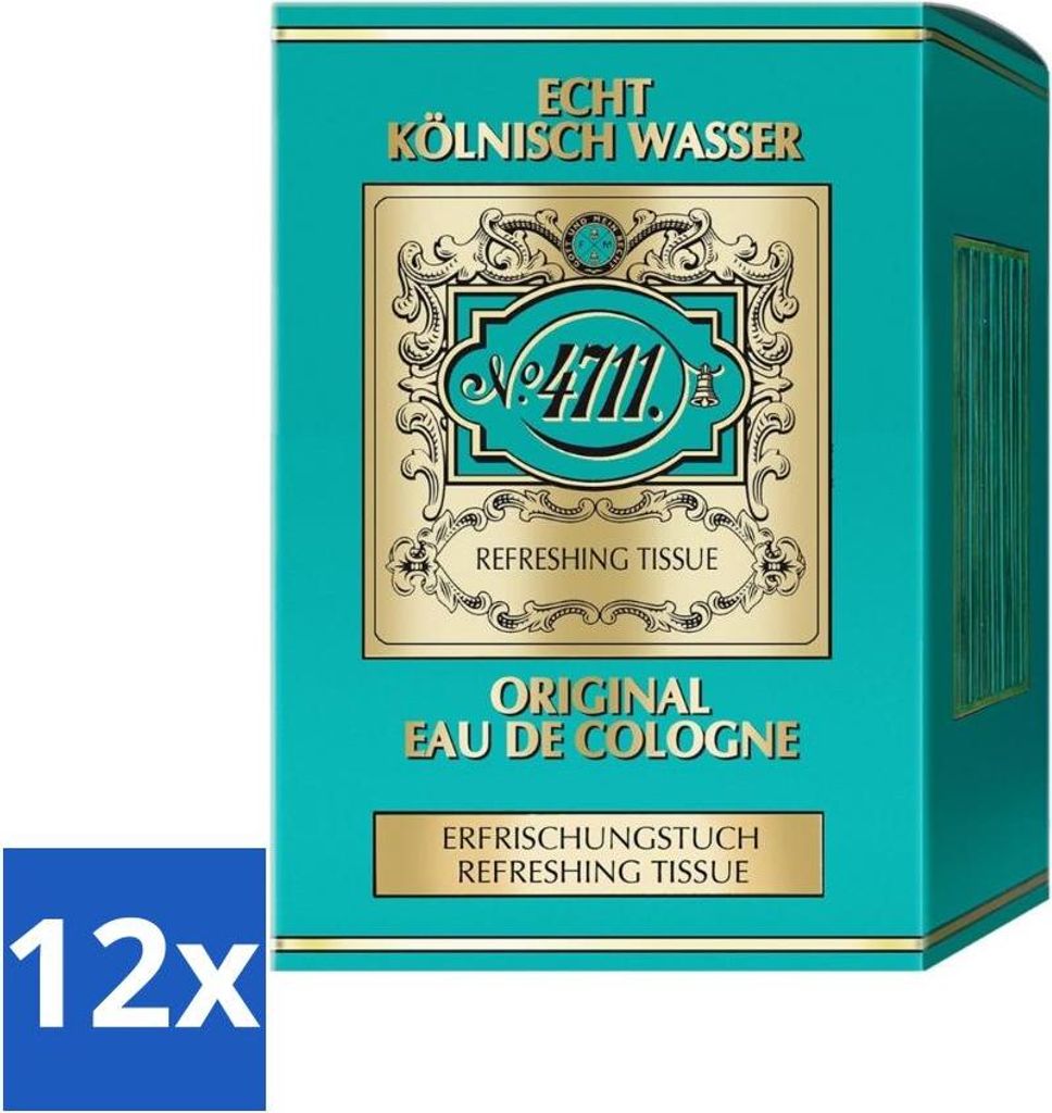 4711 – Echt Kölnisch Wasser – Original Eau de Cologne – Erfrischende Tücher – Zitronenduft – 10 Tücher - Vorteilspack - 12 Stücke