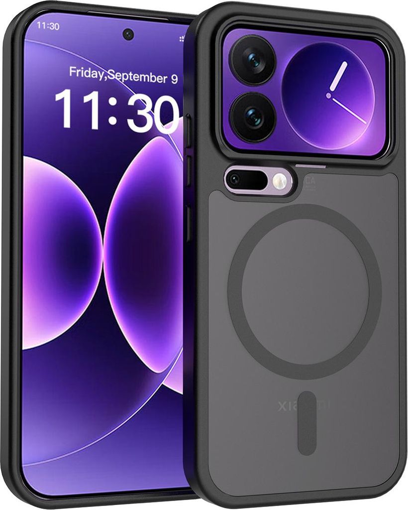 Magnetisch Hülle für Xiaomi 17 Pro, Kompatibel mit MagSafe, Transluzente Matt Rückseite Stoßfeste Handyhülle Schwarz