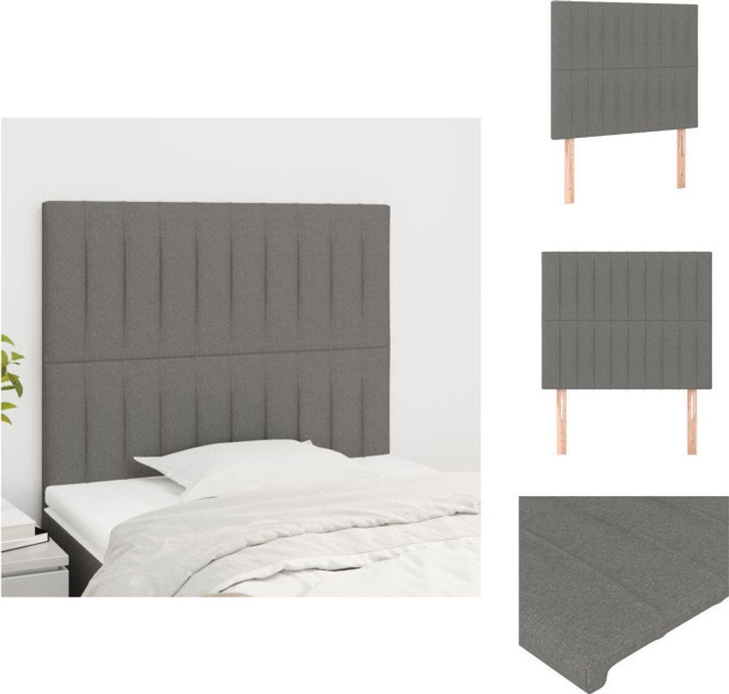 vidaXL Kopfteile 2 Stk. Dunkelgrau 100x5x78/88 cm Stoff - Kopf- & Fußenden