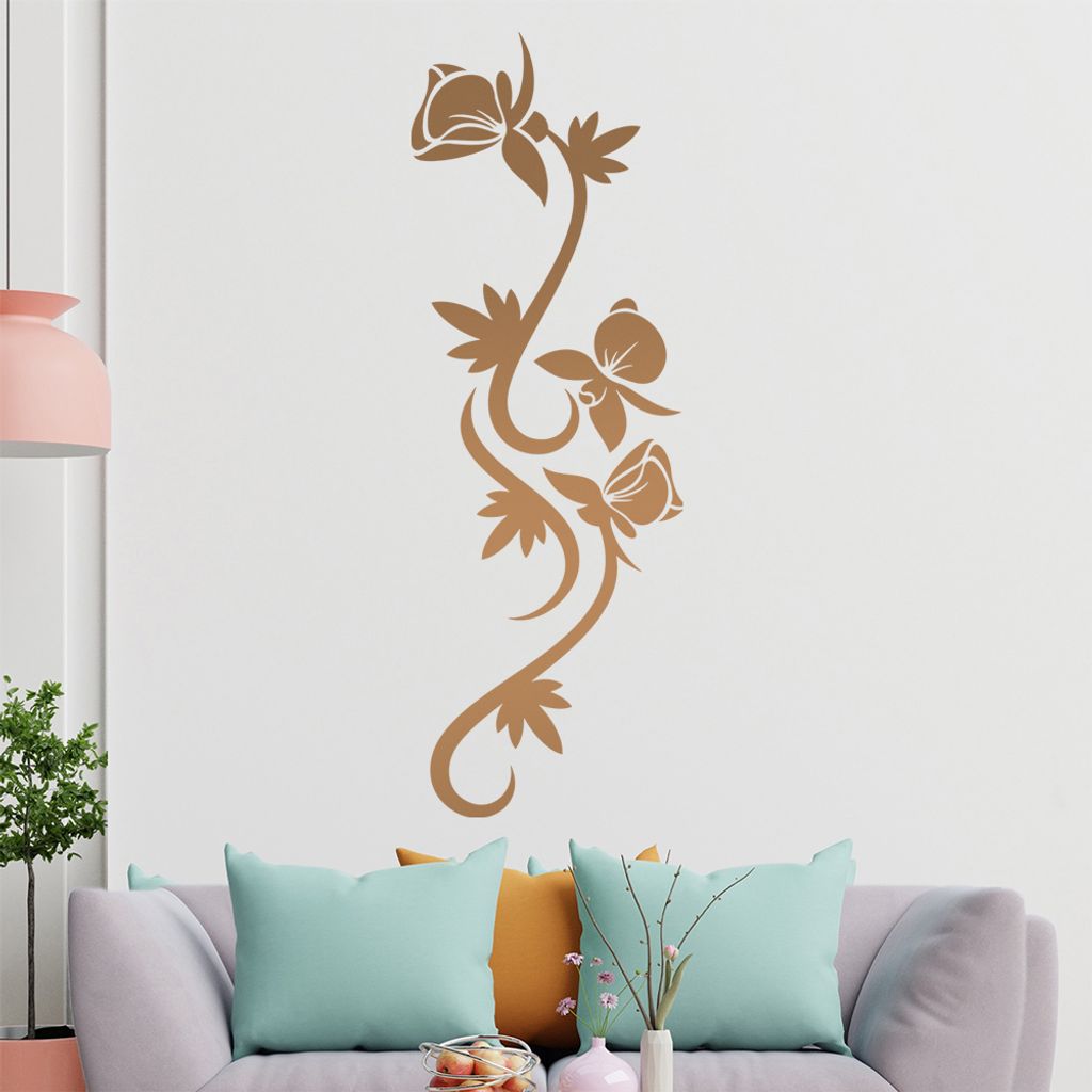 Blumen - Linien Wandtattoo in 6 Größen - Wandaufkleber Wall Sticker - Dekoration, Küche, Wohnzimmer, Schlafzimmer, Badezimmer