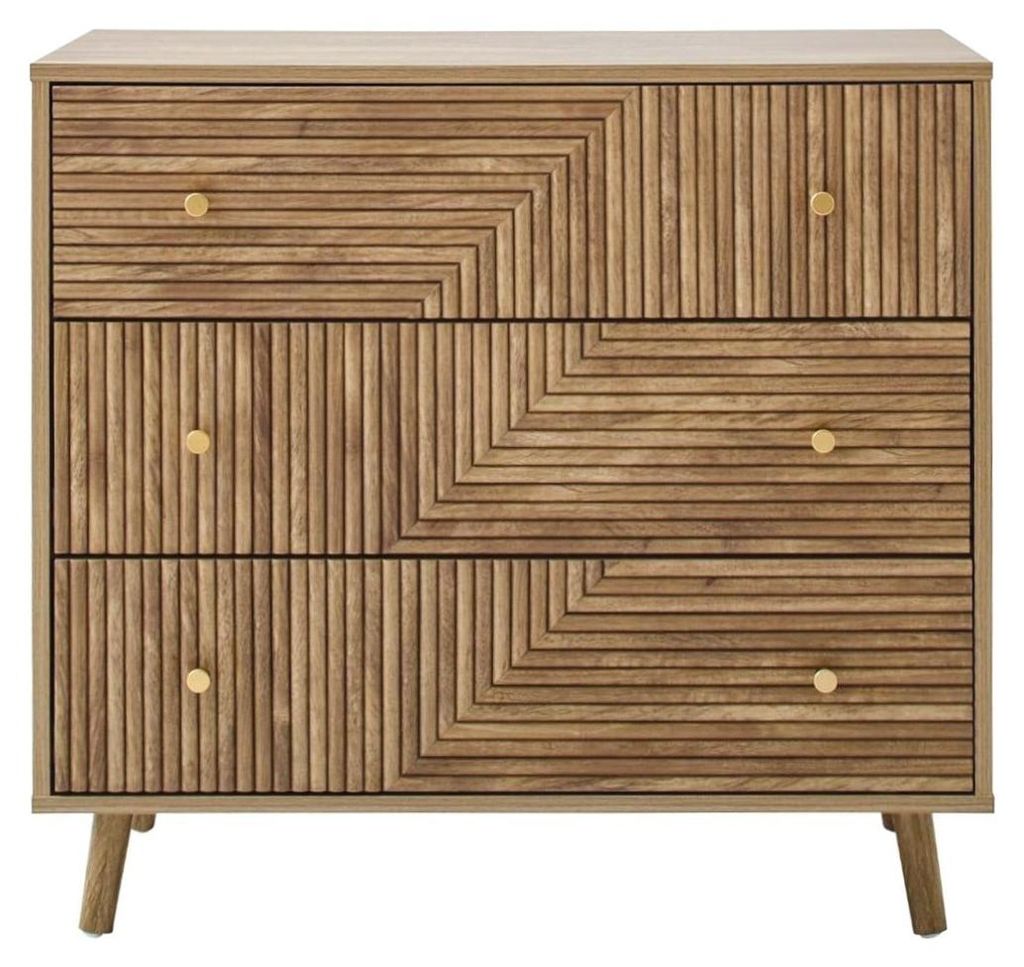 CALICOSY - Commode 3 tiroirs façades lamellées EDEN Image du produit 