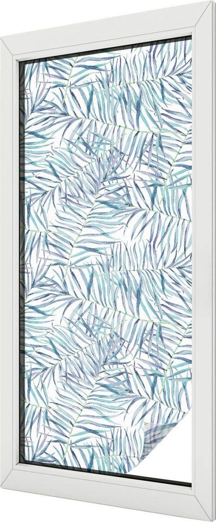 Buntglas Fensterfolie – 116x50 cm – Stained-Glass Design – blickdichte dekorative Sichtschutzfolie – selbstklebend, UV-Schutz – Botanisch...