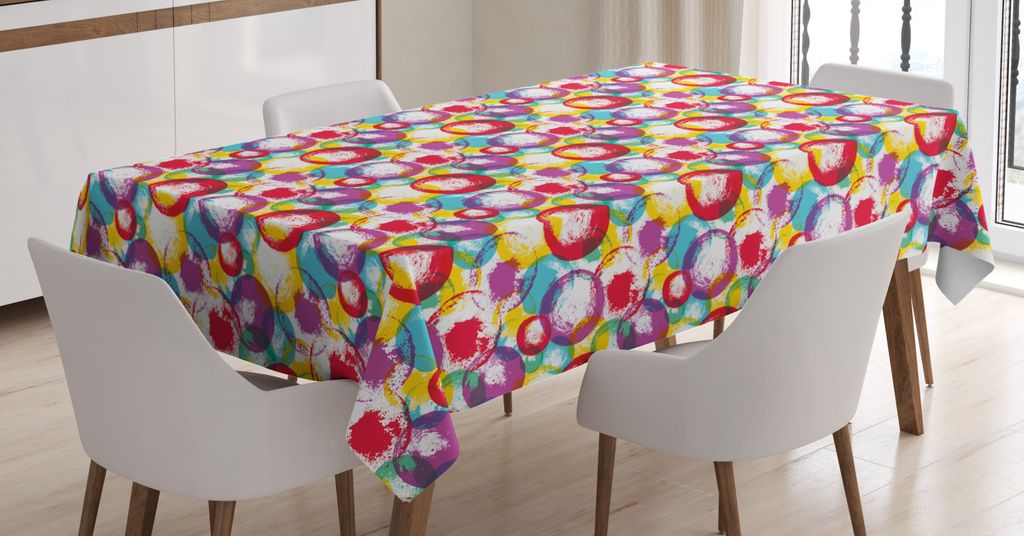ABAKUHAUS Farbe Tischdecke, Runde und Bunte Verunstaltungen, FÃ1/4r den Inn und Outdoor Bereich geeignet Waschbar Druck Klar Kein Verblassen, 140 ...