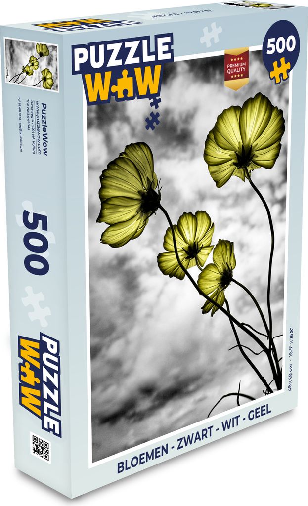 MuchoWow Puzzle 500 Teile Blumen - Schwarz - Weiß - Gelb - Denken - Spiel - Toy