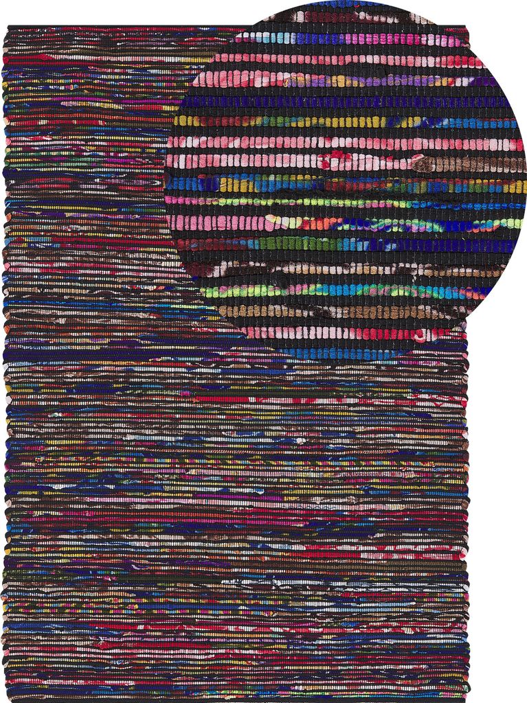 BELIANI Teppich Bunt mit Schwarz 140 x 200 cm Baumwolle Kurzflor Abstrakt Rechteckig Modern