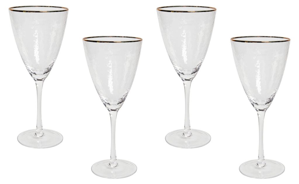 BELIANI Weingläser 4er Set Transparent mit Goldrand Produktbild 