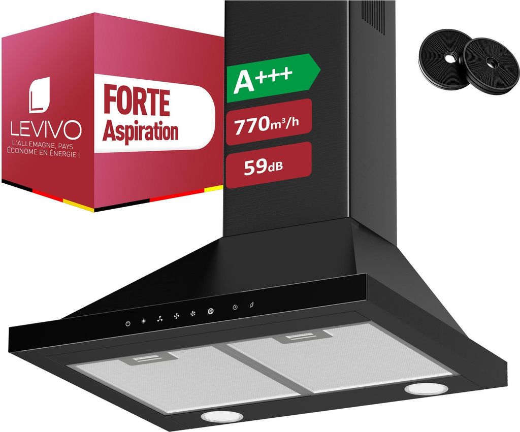 LEVIVO A+++ Hotte aspirante 60cm à recyclage d'air & Image du produit 