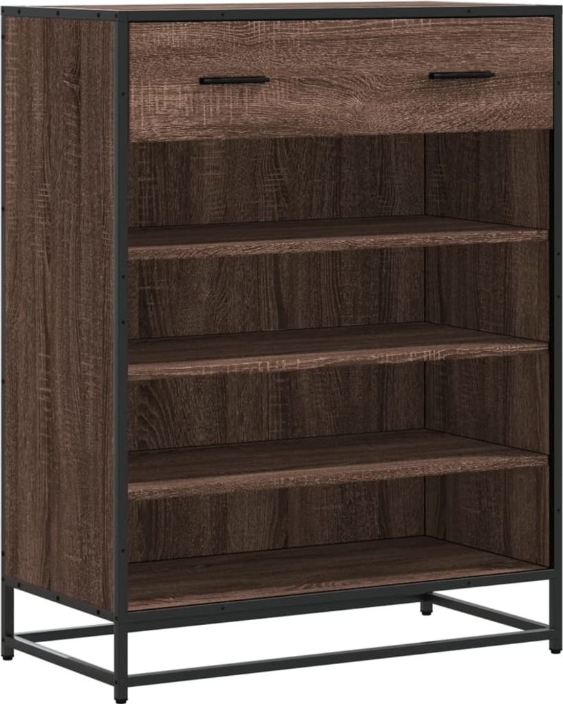 vidaXL Schuhschrank Eichen-Optik 75x38x97,5 cm Holzwerkstoff Metall